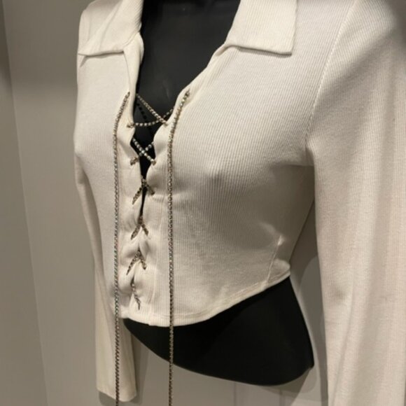 Rhinestone Laced Crop Top - Picture 5 of 5